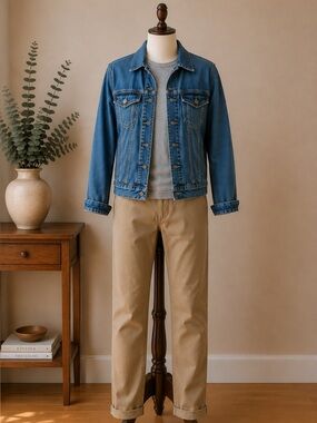 Signature by Levi Strauss Men's Small Denim Trucker Jacket Oversized for Women